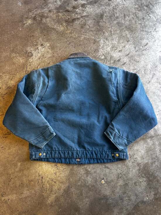 Vintage 90s Carhartt Detroit Jacket Navy Blue Blanket Lined Jacket - Picture 2 of 8